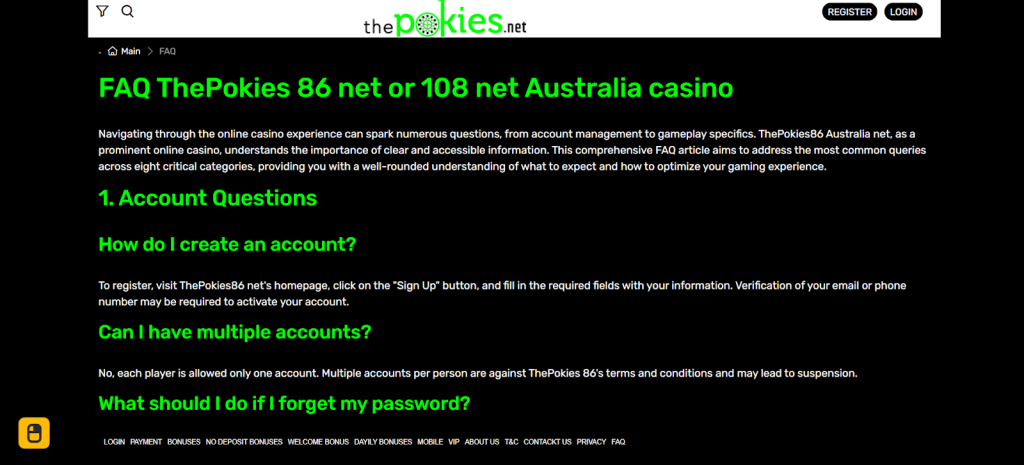 ThePokies 108 Net FAQ